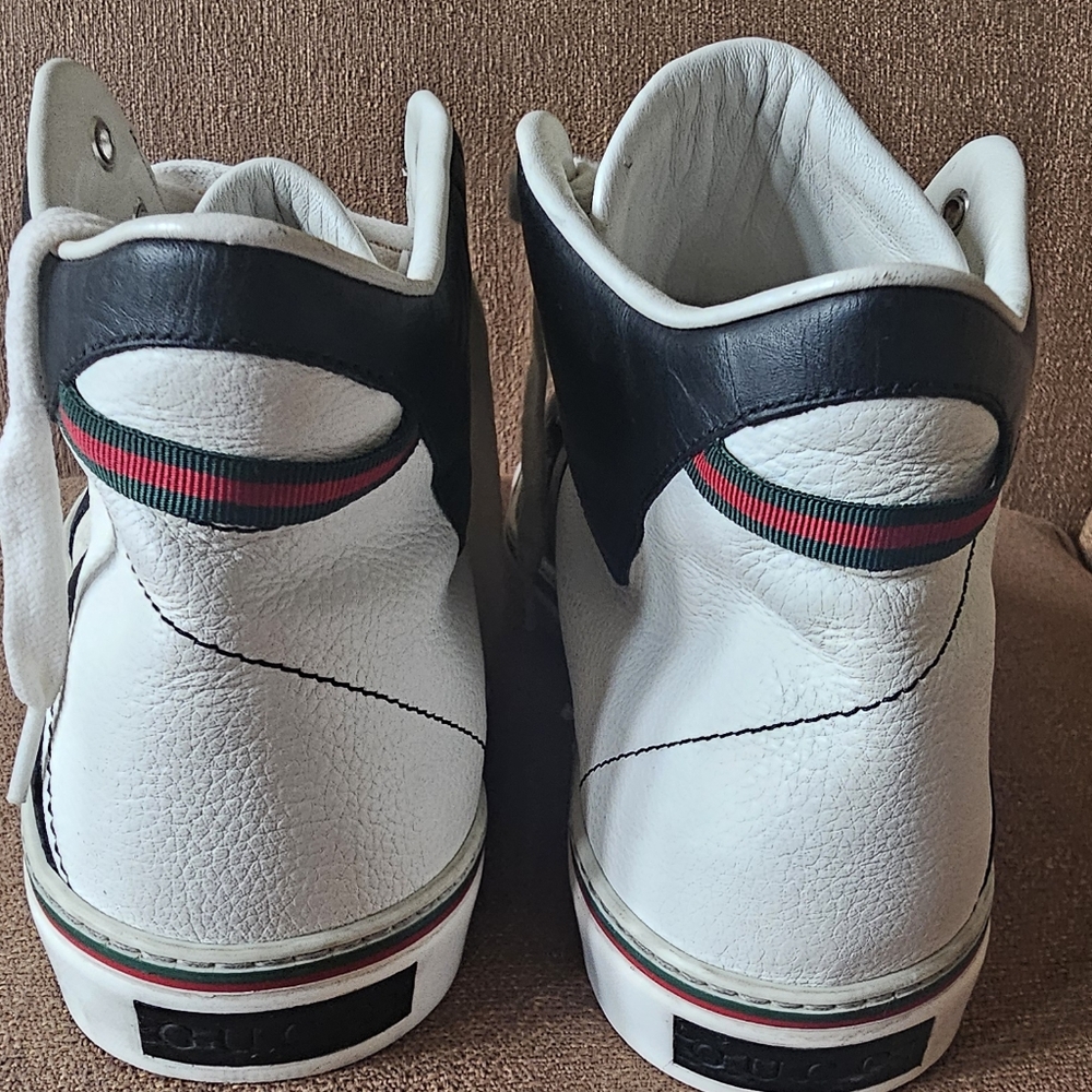 Gucci GG Monogram High-Top Leather Sneakers Size 14 - Picture 13 of 15